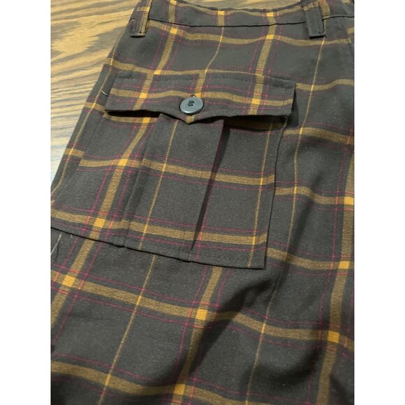 Converse Allstar brown plaid zip and button front walking shorts size 34 - Picture 3 of 7